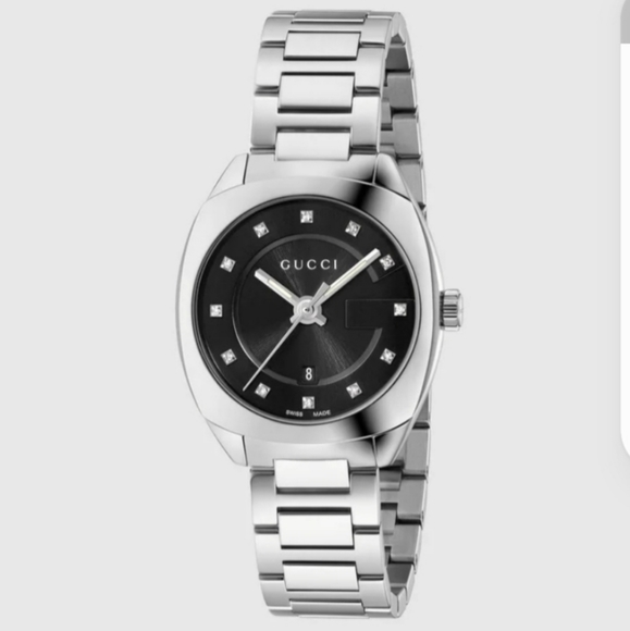 SALE! GUCCI DIAMOND 💎 LUXURY WATCH..Black Face w/ Diamonds as markers - Picture 2 of 10
